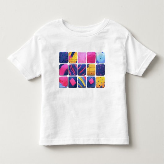Abstract kleurrijk blokpatroon kinder shirts (Voorkant)