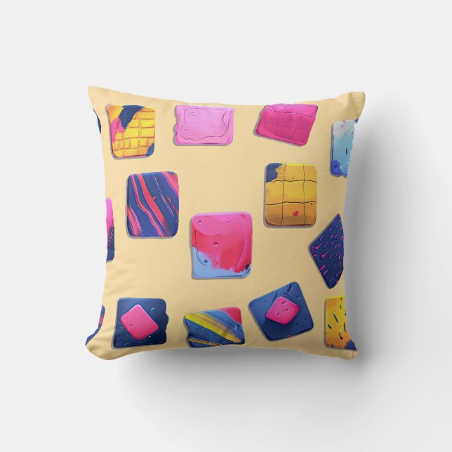 Abstract kleurrijk blokpatroon kussen (Voorkant)