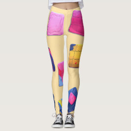 Abstract kleurrijk blokpatroon leggings