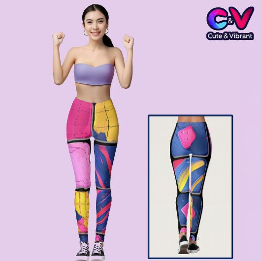 Abstract kleurrijk blokpatroon leggings