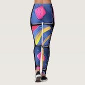 Abstract kleurrijk blokpatroon leggings (Achterkant)