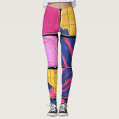 Abstract kleurrijk blokpatroon leggings (Voorkant)
