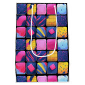 Abstract kleurrijk blokpatroon medium cadeauzakje (Achterkant)