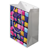 Abstract kleurrijk blokpatroon medium cadeauzakje (Achterkant Gekanteld)