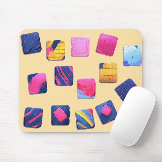 Abstract kleurrijk blokpatroon muismat (Met muis)