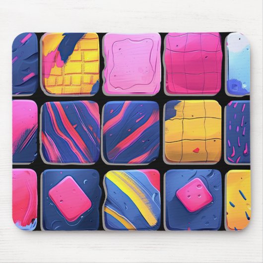 Abstract kleurrijk blokpatroon muismat (Voorkant)