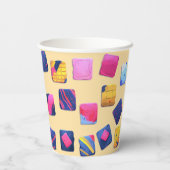 Abstract kleurrijk blokpatroon papieren bekers (Achterkant)