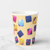 Abstract kleurrijk blokpatroon papieren bekers (Links)