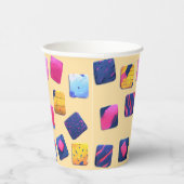 Abstract kleurrijk blokpatroon papieren bekers (Rechts)