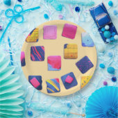 Abstract kleurrijk blokpatroon papieren bordje (Feest)