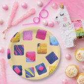 Abstract kleurrijk blokpatroon papieren bordje (Feest)