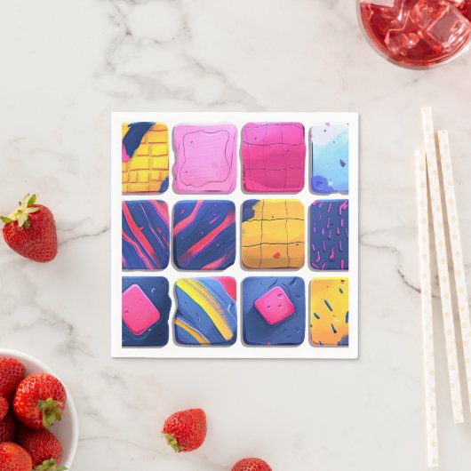 Abstract kleurrijk blokpatroon servet (Insitu)