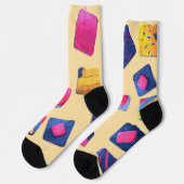 Abstract kleurrijk blokpatroon sokken (Links)