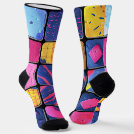 Abstract kleurrijk blokpatroon sokken