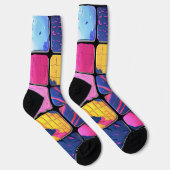 Abstract kleurrijk blokpatroon sokken (Rechts)