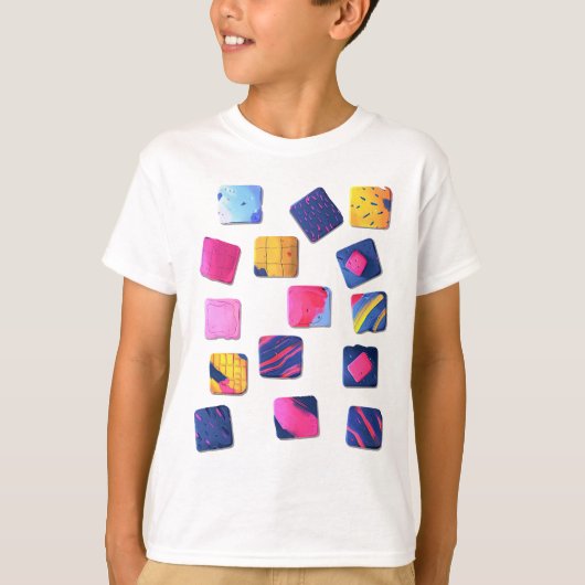 Abstract kleurrijk blokpatroon t-shirt (Voorkant)