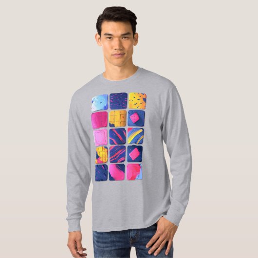 Abstract kleurrijk blokpatroon t-shirt (Voorkant volledig)