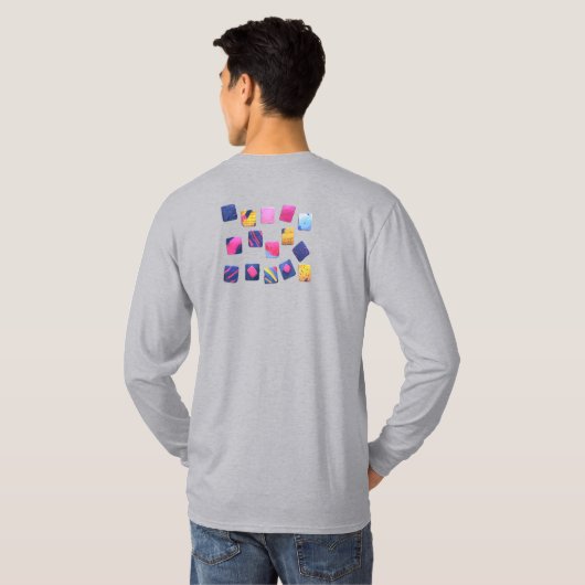 Abstract kleurrijk blokpatroon t-shirt (Achterkant volledig)