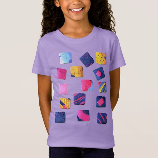 Abstract kleurrijk blokpatroon t-shirt (Voorkant)