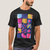 Abstract kleurrijk blokpatroon t-shirt (Voorkant)