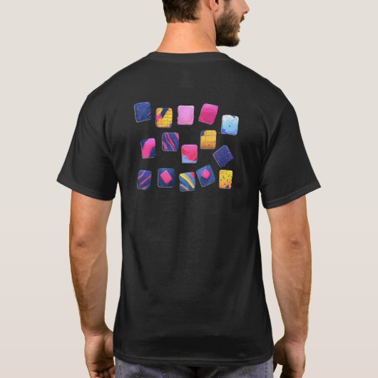 Abstract kleurrijk blokpatroon t-shirt (Achterkant)