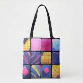 Abstract kleurrijk blokpatroon tote bag (Voorkant)