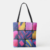 Abstract kleurrijk blokpatroon tote bag (Achterkant)