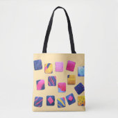 Abstract kleurrijk blokpatroon tote bag (Voorkant)