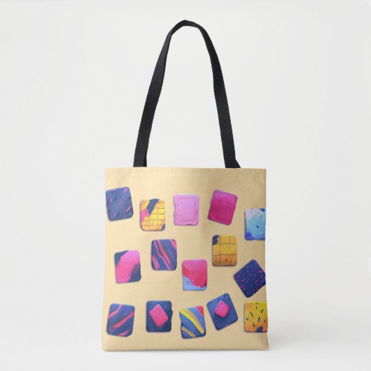 Abstract kleurrijk blokpatroon tote bag (Voorkant)