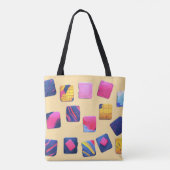 Abstract kleurrijk blokpatroon tote bag (Achterkant)