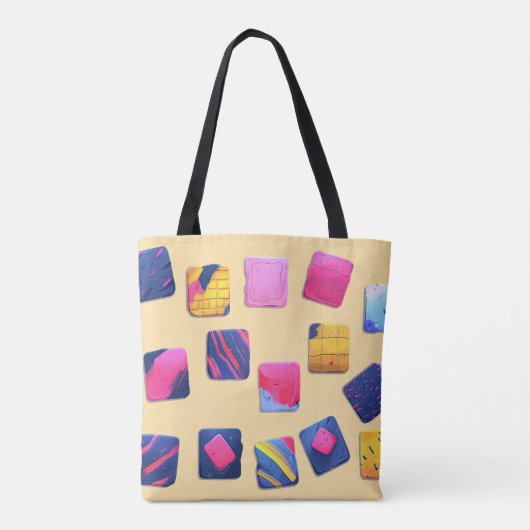 Abstract kleurrijk blokpatroon tote bag (Achterkant)