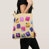 Abstract kleurrijk blokpatroon tote bag (Dichtbij)
