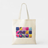 Abstract kleurrijk blokpatroon tote bag (Achterkant)