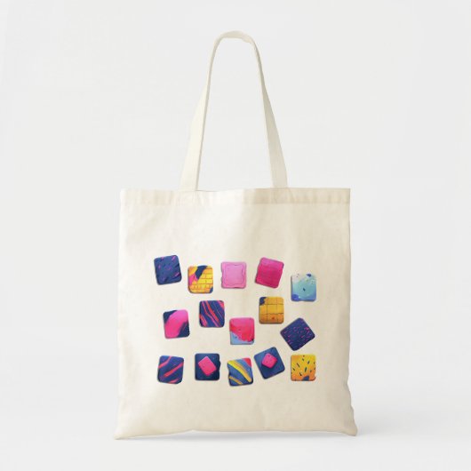 Abstract kleurrijk blokpatroon tote bag (Voorkant)