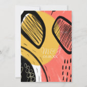 Abstract kleurrijk bold modern bruiloft geel kaart (Achterkant)