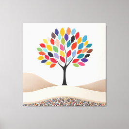 Abstract kleurrijk boomontwerp canvas afdruk