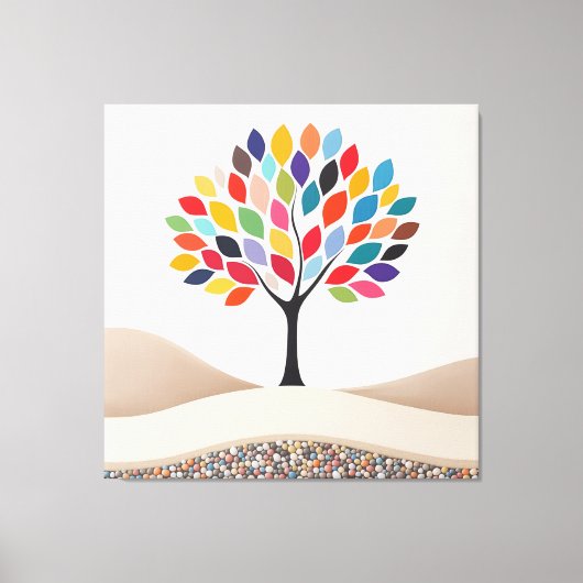 Abstract kleurrijk boomontwerp canvas afdruk (Voorkant)