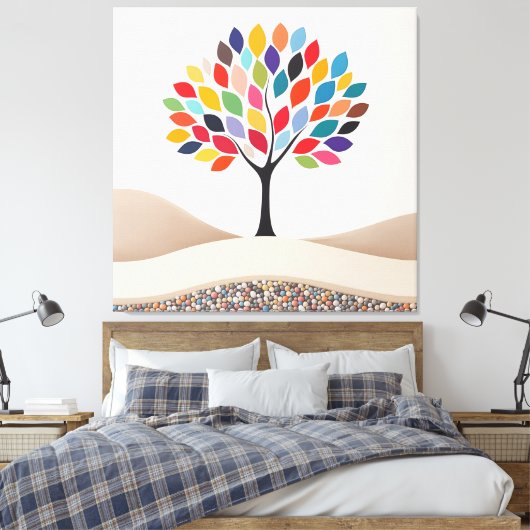 Abstract kleurrijk boomontwerp canvas afdruk (Insitu (Slaapkamer))