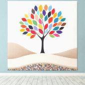 Abstract kleurrijk boomontwerp canvas afdruk (Insitu (Houten vloer))