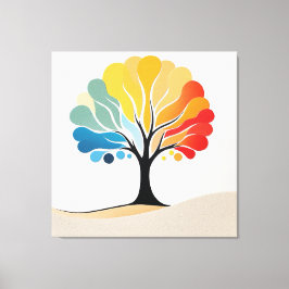 Abstract kleurrijk boomontwerp canvas afdruk