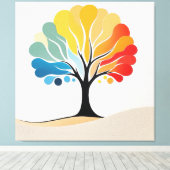 Abstract kleurrijk boomontwerp canvas afdruk (Insitu (Houten vloer))