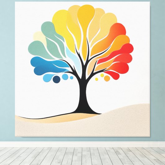 Abstract kleurrijk boomontwerp canvas afdruk (Insitu (Houten vloer))