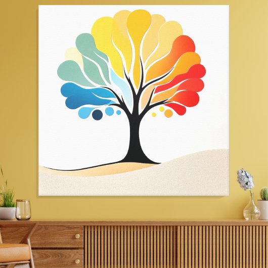 Abstract kleurrijk boomontwerp canvas afdruk (Insitu (Woonkamer))