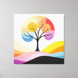 Abstract kleurrijk boomontwerp canvas afdruk