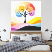 Abstract kleurrijk boomontwerp canvas afdruk (Insitu (Slaapkamer))