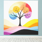 Abstract kleurrijk boomontwerp canvas afdruk (Insitu (Houten vloer))