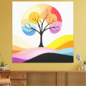 Abstract kleurrijk boomontwerp canvas afdruk (Insitu (Woonkamer))