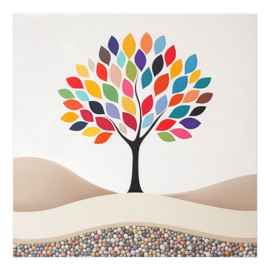 Abstract kleurrijk boomontwerp foto afdruk (Voorkant)
