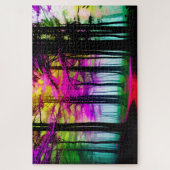 Abstract Kleurrijk Bos met Zwarte Bomen Rode Pad Legpuzzel (Verticaal)