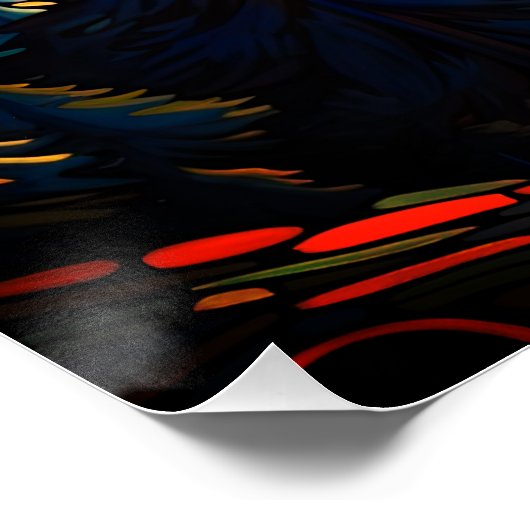 Abstract kleurrijk bosboom zonsondergang landschap perfect poster (Hoek)